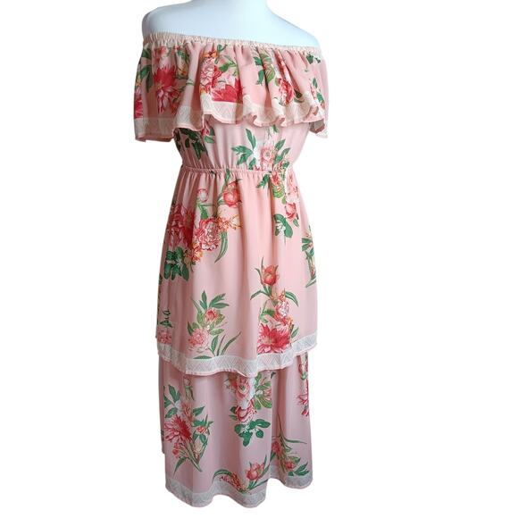 LULUS Off Shoulder‎ Dress Medium Pastel Pink Romantic Coquette Party Wedding - Picture 7 of 8